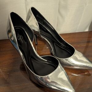 Jessica Simpson Metallic Silver Heels